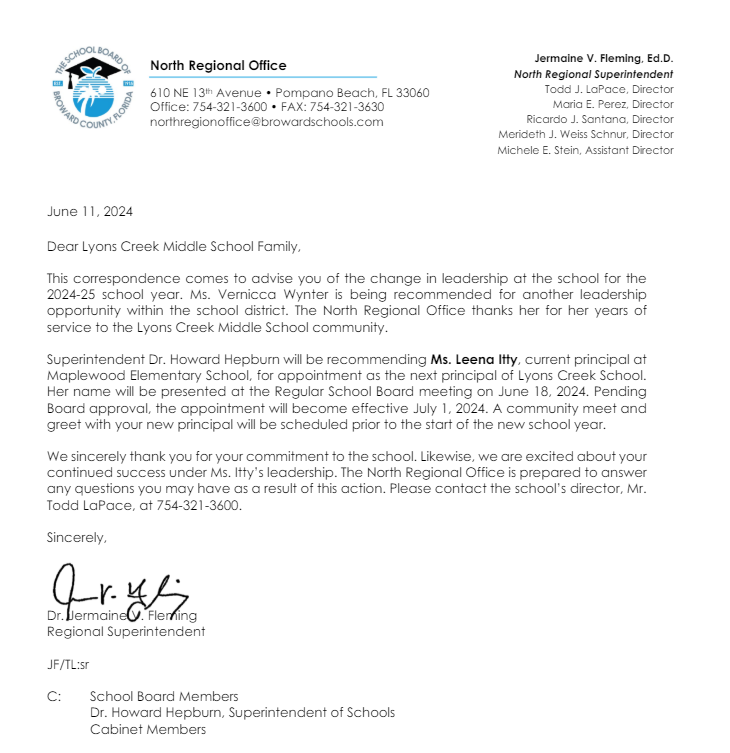  Introduction of New Principal